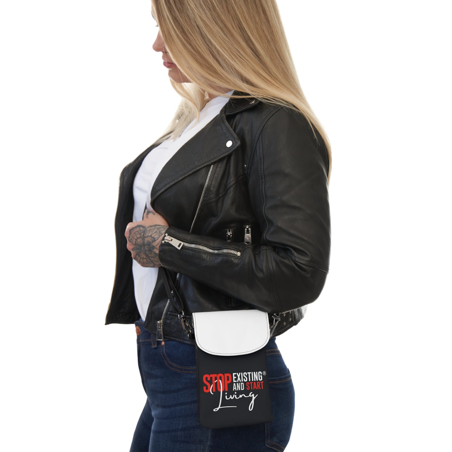 STOP EXISTING & START LIVING Small Cell Phone Wallet
