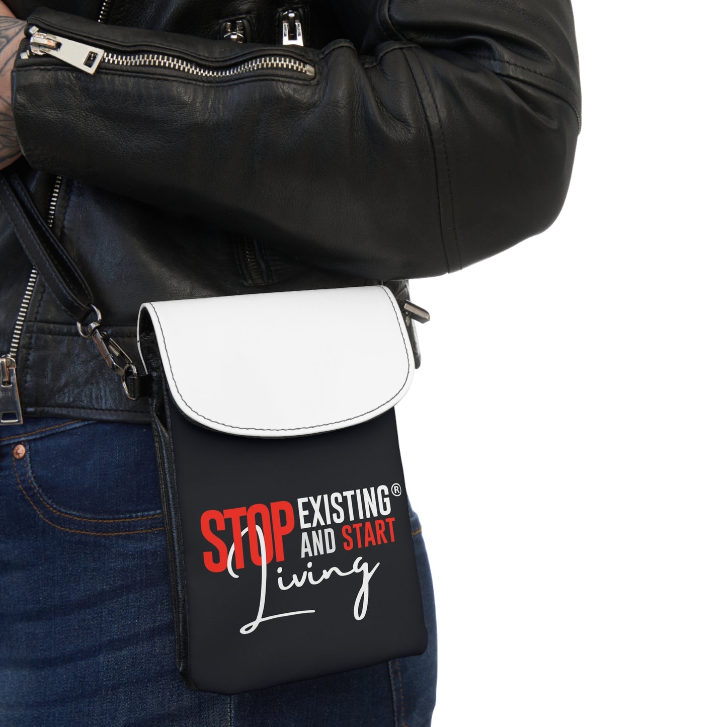 STOP EXISTING & START LIVING Small Cell Phone Wallet
