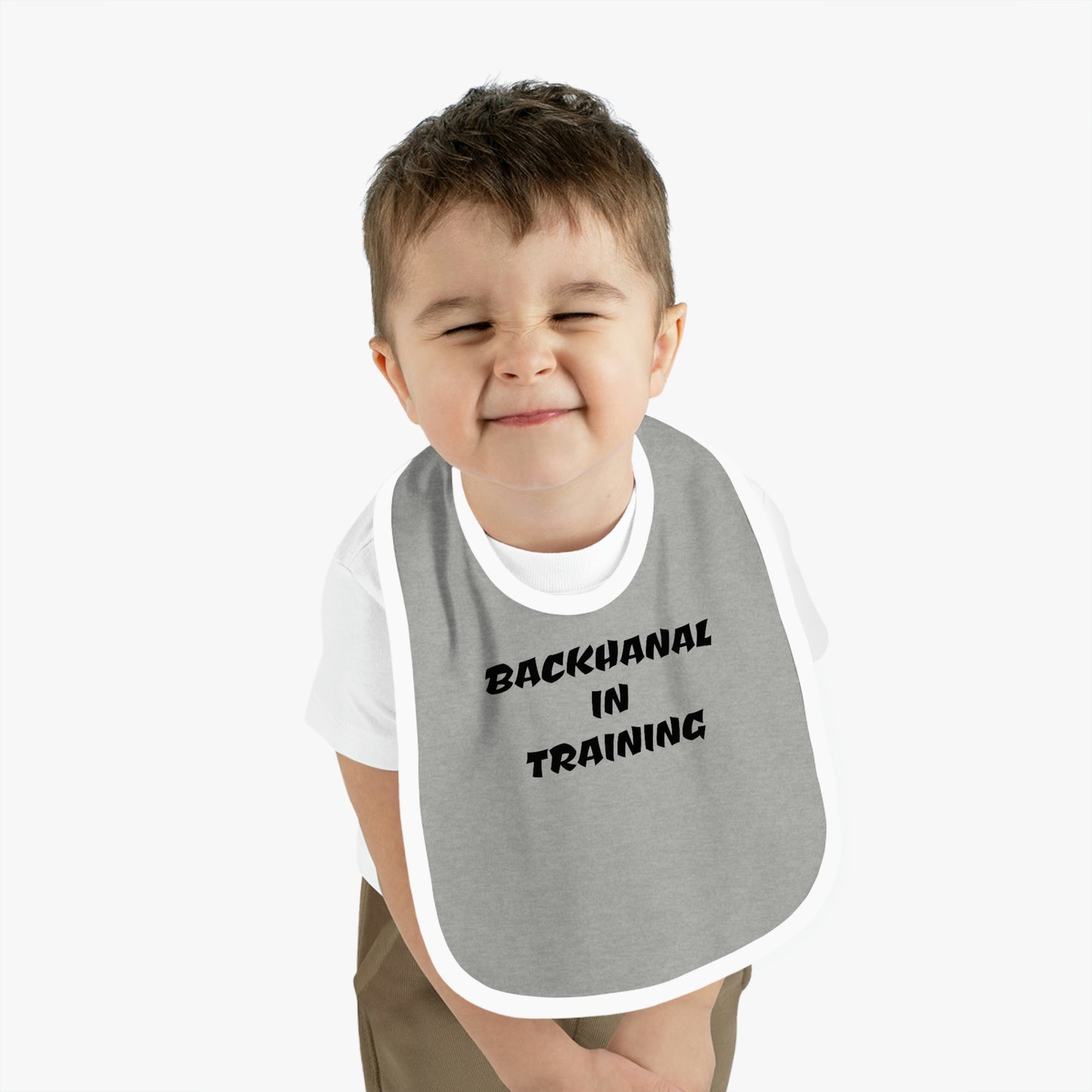BACKHANAL IN TRAINING Baby Contrast Trim Jersey Bib