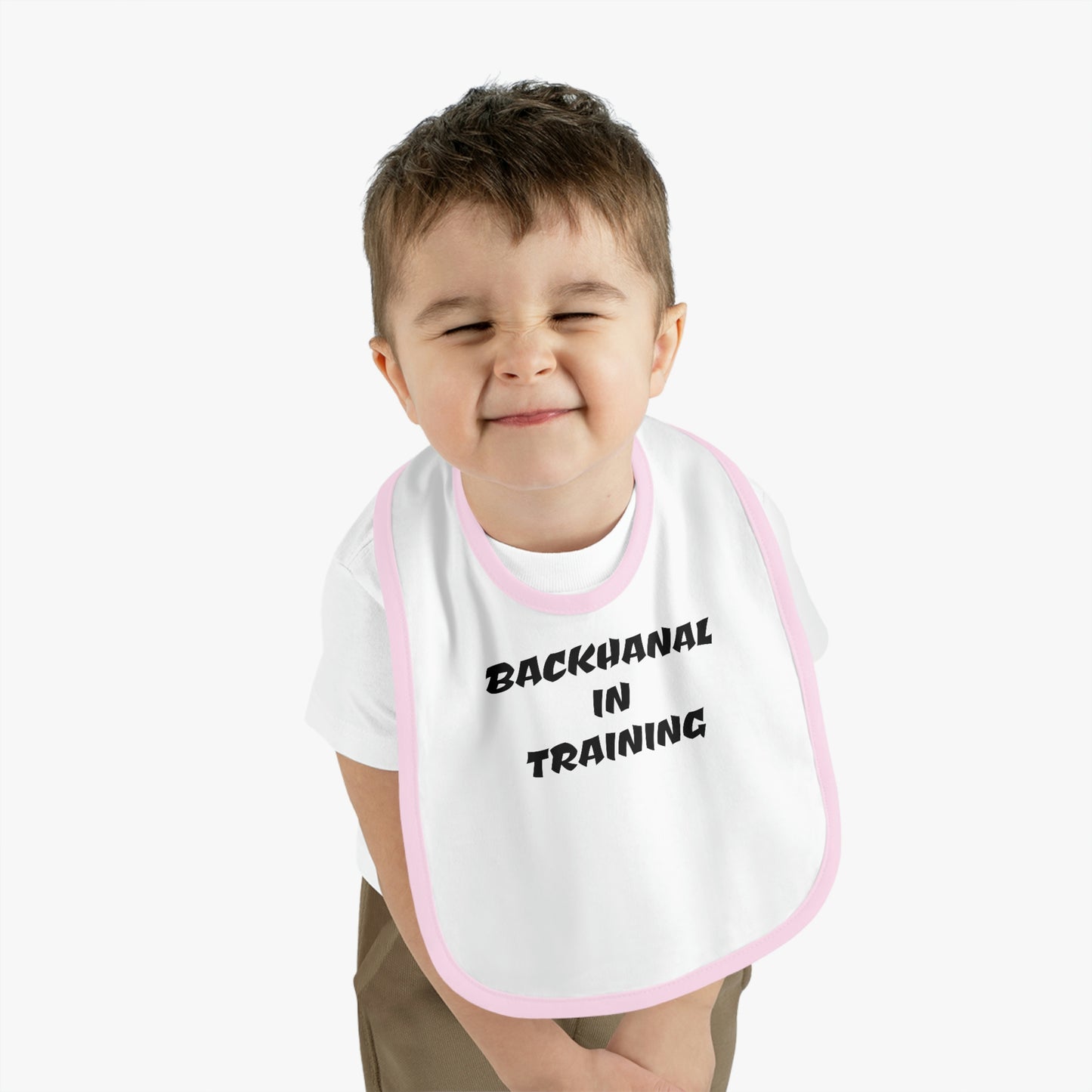 BACKHANAL IN TRAINING Baby Contrast Trim Jersey Bib