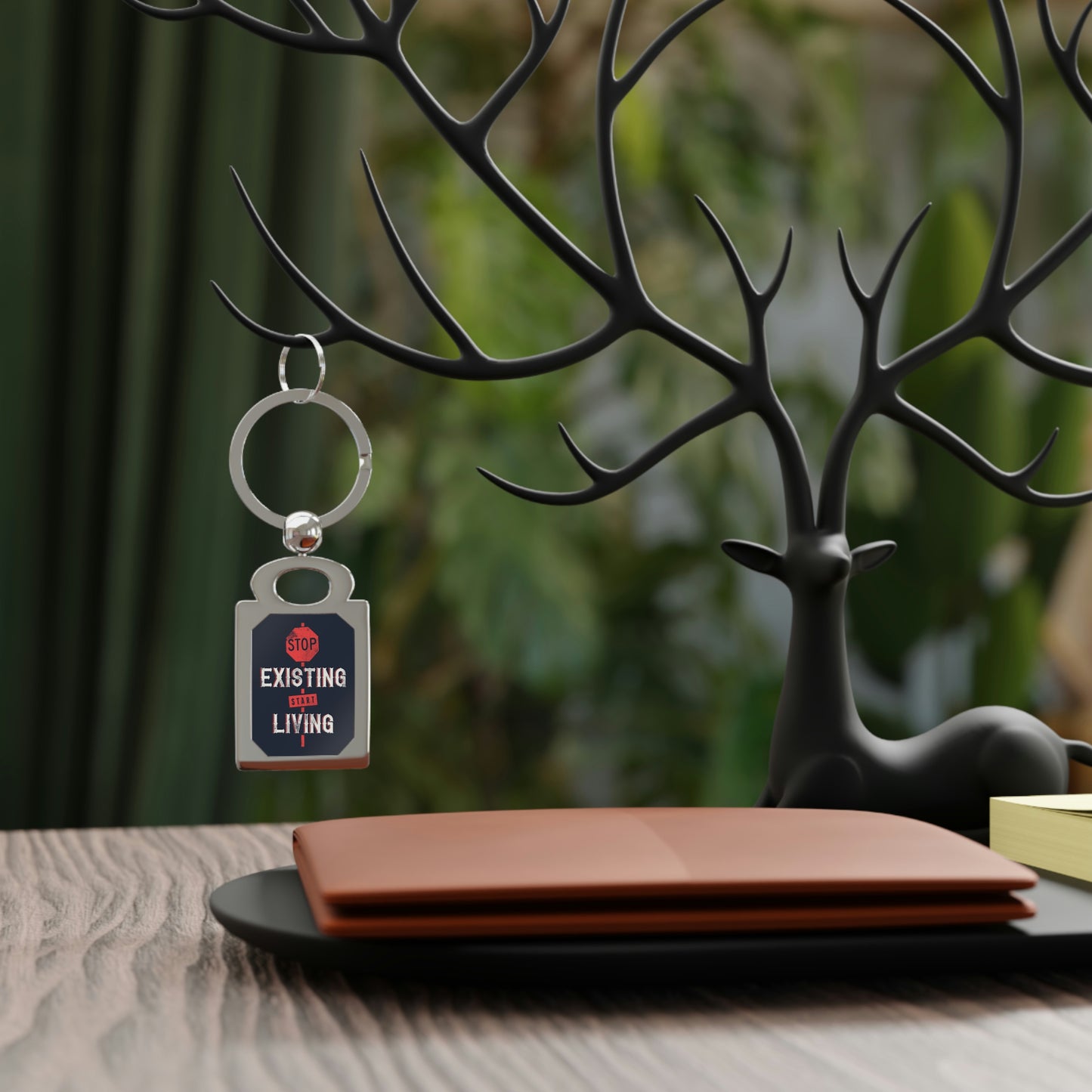STOP EXISTING & START LIVING Rectangle Photo Keyring
