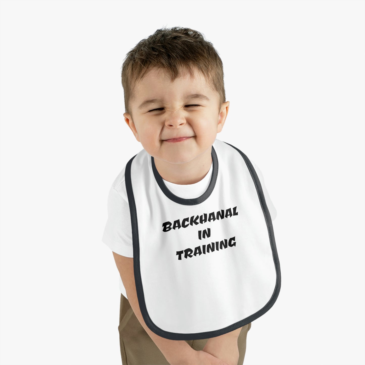 BACKHANAL IN TRAINING Baby Contrast Trim Jersey Bib