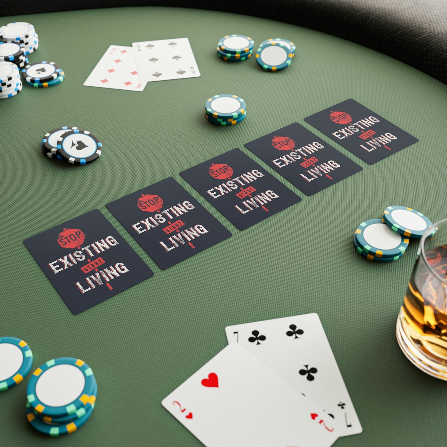 STOP EXISTING & START LIVING Poker Cards